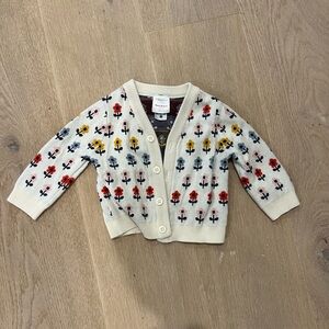 Hanna Andersson Cream Cardigan with Floral Accents